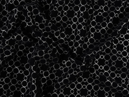 Black colour circular pattern velvet flock Easy Clean sofa, chair and curtain fabrics