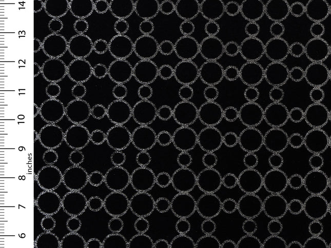 Black colour circular pattern velvet flock Easy Clean sofa, chair and curtain fabrics