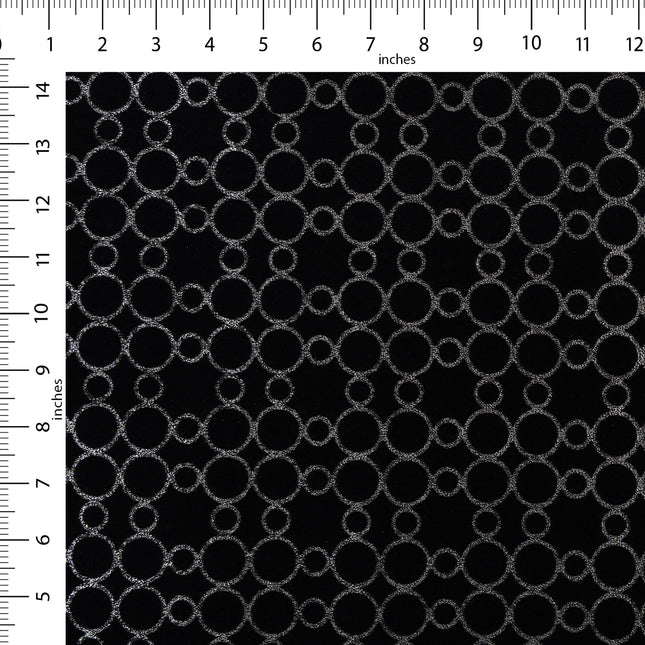 Black colour circular pattern velvet flock Easy Clean sofa, chair and curtain fabrics