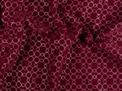 Wine colour circular pattern velvet flock readymade cushion cover