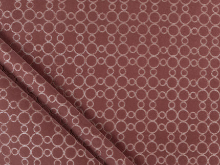 Mauve brown colour circular pattern velvet flock Easy Clean sofa, chair and curtain fabrics
