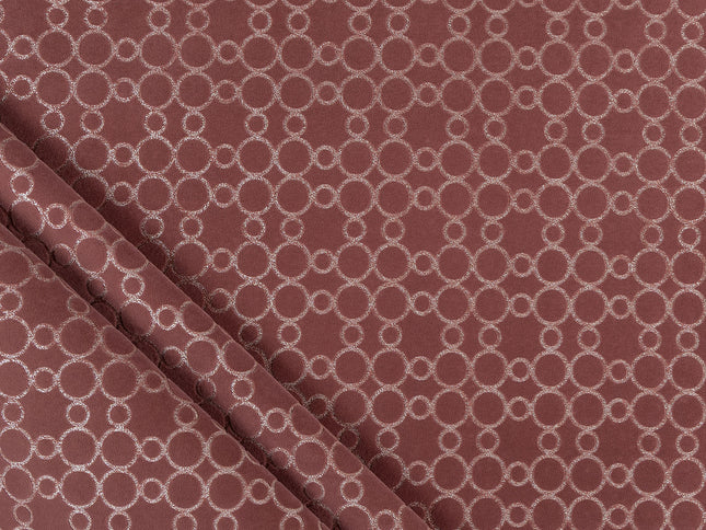 Mauve brown colour circular pattern velvet flock Easy Clean sofa, chair and curtain fabrics