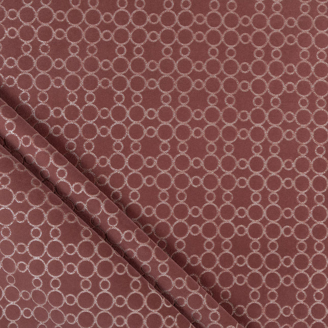 Mauve brown colour circular pattern velvet flock Easy Clean sofa, chair and curtain fabrics