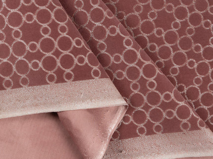 Mauve brown colour circular pattern velvet flock Easy Clean sofa, chair and curtain fabrics