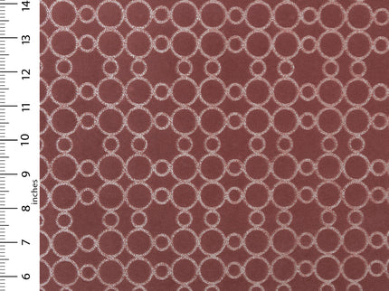 Mauve brown colour circular pattern velvet flock Easy Clean sofa, chair and curtain fabrics