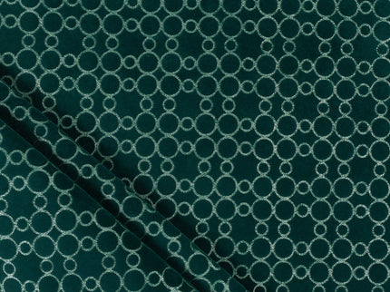 Dark teal colour circular pattern velvet flock Easy Clean sofa, chair and curtain fabrics