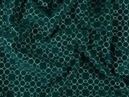 Dark teal colour circular pattern velvet flock readymade cushion cover