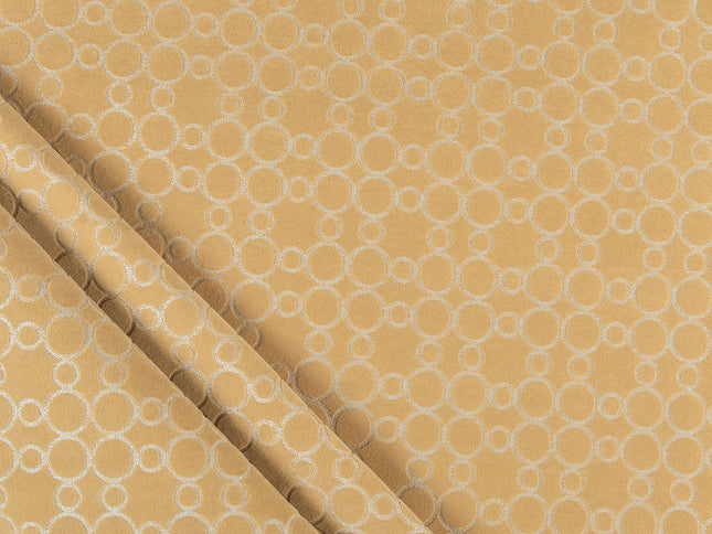 Mustard gold colour circular pattern velvet flock Easy Clean sofa, chair and curtain fabrics