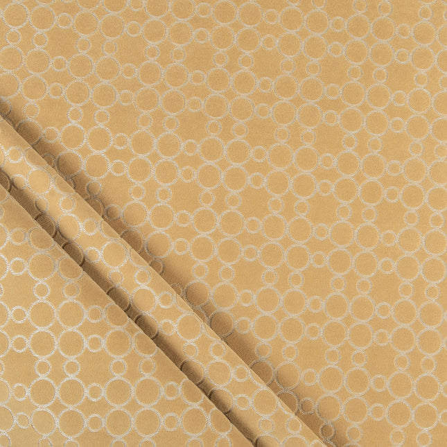 Mustard gold colour circular pattern velvet flock Easy Clean sofa, chair and curtain fabrics