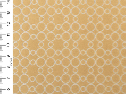Mustard gold colour circular pattern velvet flock Easy Clean sofa, chair and curtain fabrics