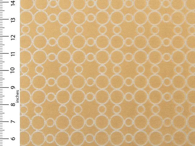 Mustard gold colour circular pattern velvet flock Easy Clean sofa, chair and curtain fabrics
