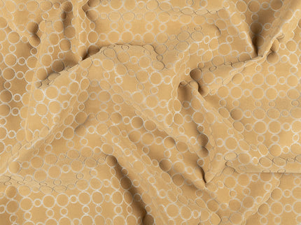 Mustard gold colour circular pattern velvet flock readymade curtain