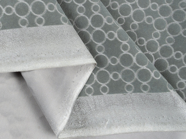 Grey colour circular pattern velvet flock Easy Clean sofa, chair and curtain fabrics