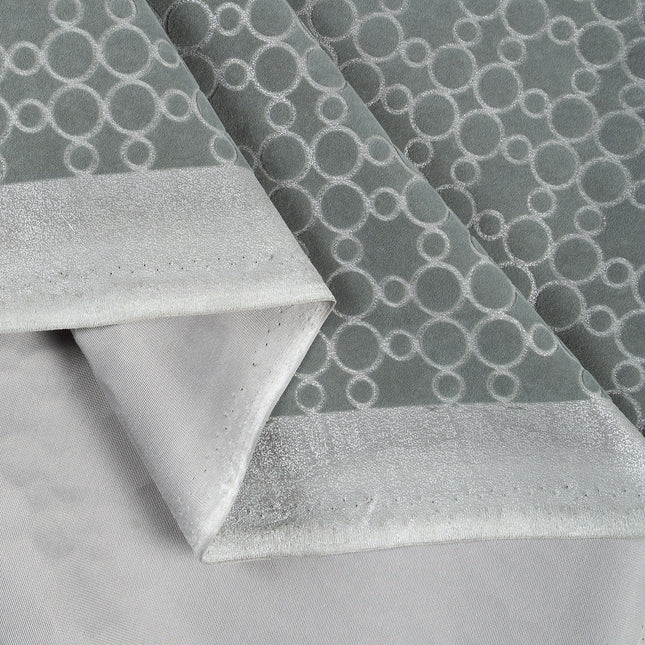 Grey colour circular pattern velvet flock Easy Clean sofa, chair and curtain fabrics