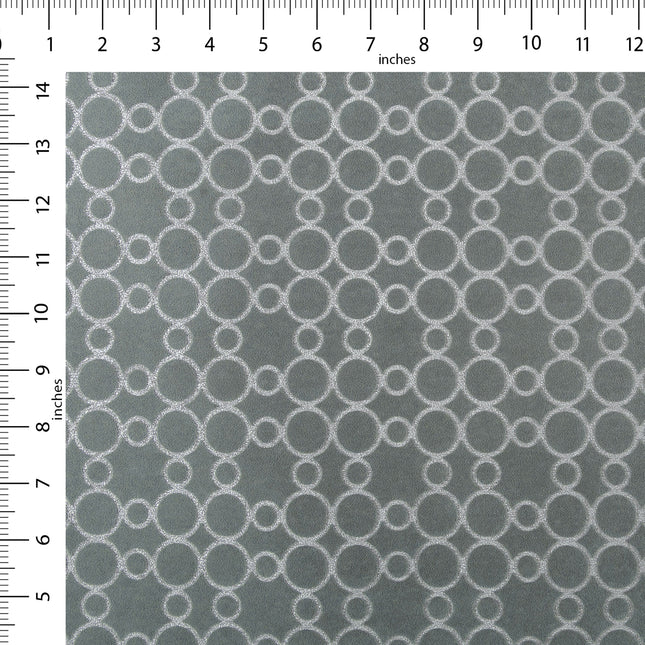 Grey colour circular pattern velvet flock Easy Clean sofa, chair and curtain fabrics