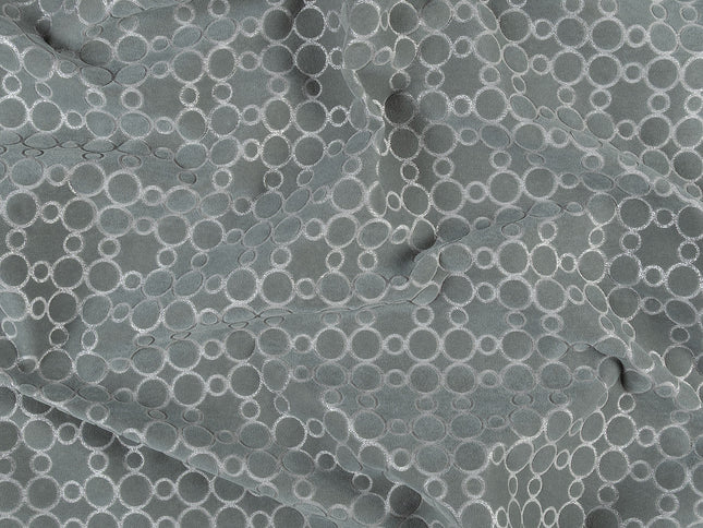 Grey colour circular pattern velvet flock Easy Clean sofa, chair and curtain fabrics
