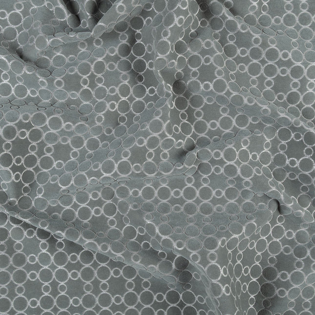 Grey colour circular pattern velvet flock Easy Clean sofa, chair and curtain fabrics