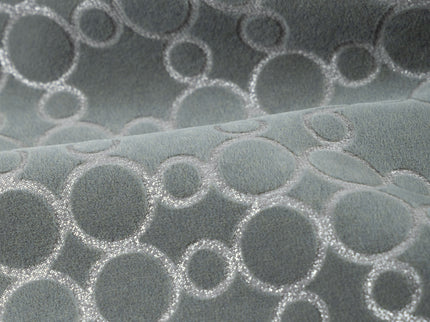 Grey colour circular pattern velvet flock Easy Clean sofa, chair and curtain fabrics