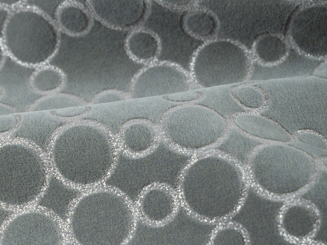 Grey colour circular pattern velvet flock Easy Clean sofa, chair and curtain fabrics