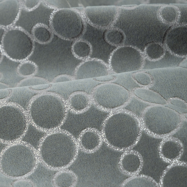 Grey colour circular pattern velvet flock Easy Clean sofa, chair and curtain fabrics