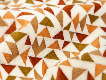 Multicolour geometric pattern velvet flock readymade cushion cover