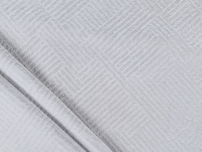 Light grey colour textured velvet flock geometric pattern sofa, chair and curtain fabrics