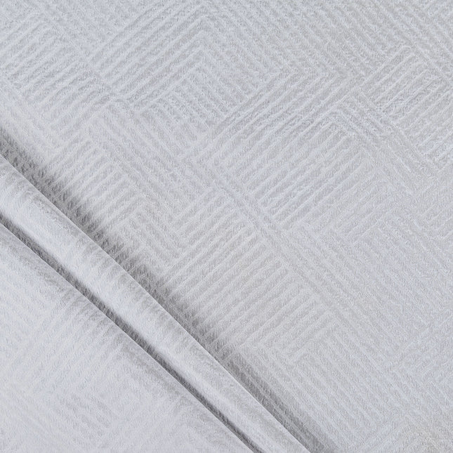 Light grey colour textured velvet flock geometric pattern sofa, chair and curtain fabrics