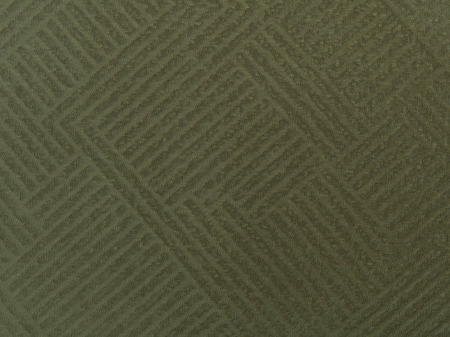 Dark olive green colour textured velvet flock geometric pattern sofa, chair and curtain fabrics