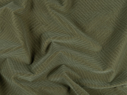 Dark olive green colour textured velvet flock geometric pattern readymade cushion cover