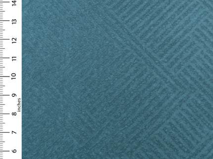 Deep teal colour textured velvet flock geometric pattern sofa, chair and curtain fabrics