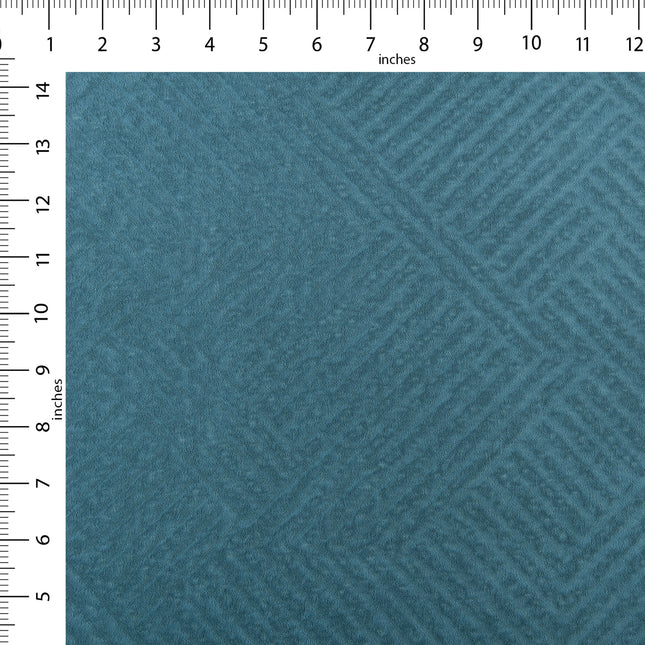 Deep teal colour textured velvet flock geometric pattern sofa, chair and curtain fabrics