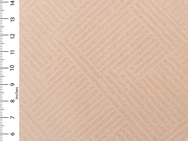 Beige colour textured velvet flock geometric pattern sofa, chair and curtain fabrics