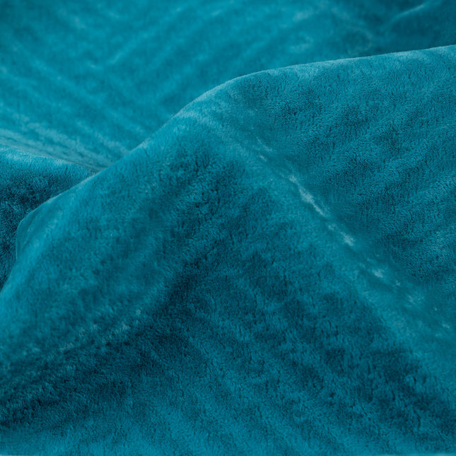 Teal blue colour textured velvet flock geometric pattern sofa, chair and curtain fabrics