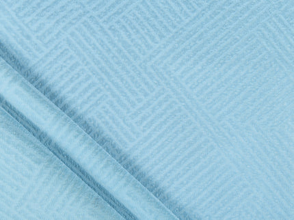 Sky blue colour textured velvet flock geometric pattern sofa, chair and curtain fabrics