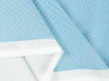 Sky blue colour textured velvet flock geometric pattern sofa, chair and curtain fabrics