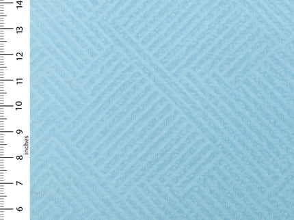 Sky blue colour textured velvet flock geometric pattern sofa, chair and curtain fabrics