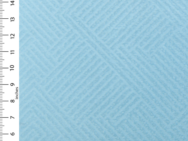 Sky blue colour textured velvet flock geometric pattern sofa, chair and curtain fabrics