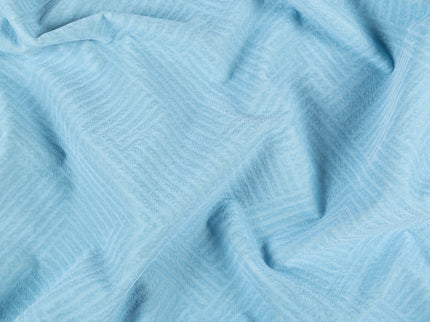 Sky blue colour textured velvet flock geometric pattern sofa, chair and curtain fabrics