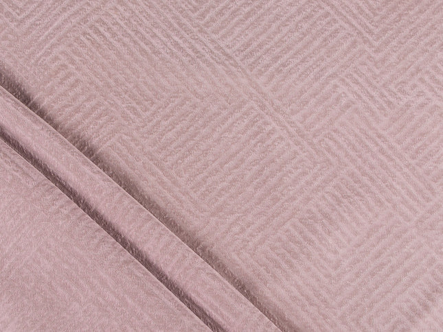 Dusty pink colour textured velvet flock geometric pattern sofa, chair and curtain fabrics