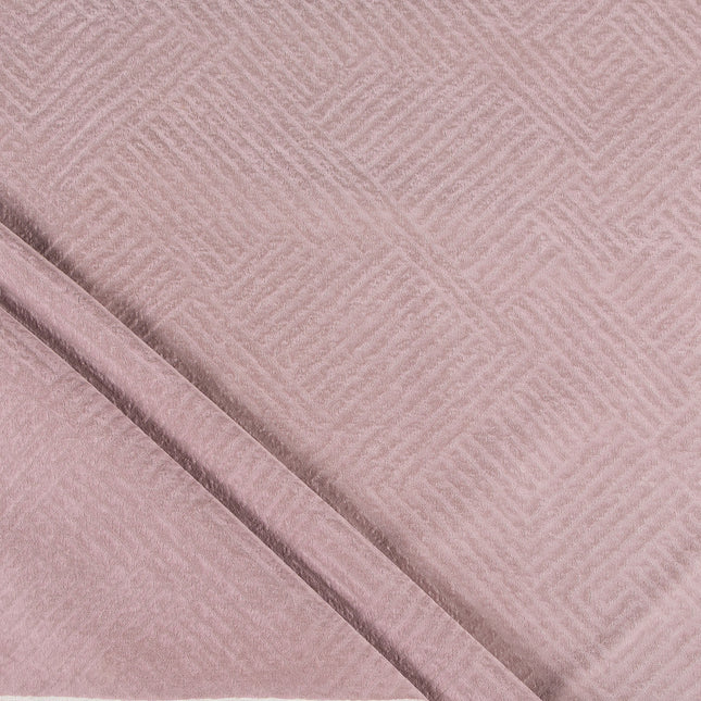 Dusty pink colour textured velvet flock geometric pattern sofa, chair and curtain fabrics