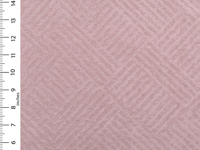 Dusty pink colour textured velvet flock geometric pattern sofa, chair and curtain fabrics