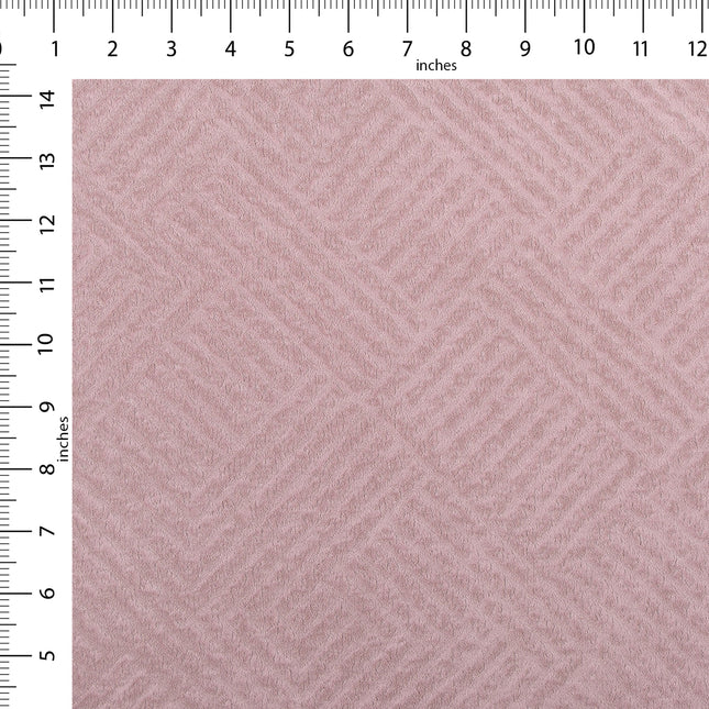 Dusty pink colour textured velvet flock geometric pattern sofa, chair and curtain fabrics