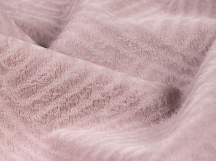 Dusty pink colour textured velvet flock geometric pattern sofa, chair and curtain fabrics