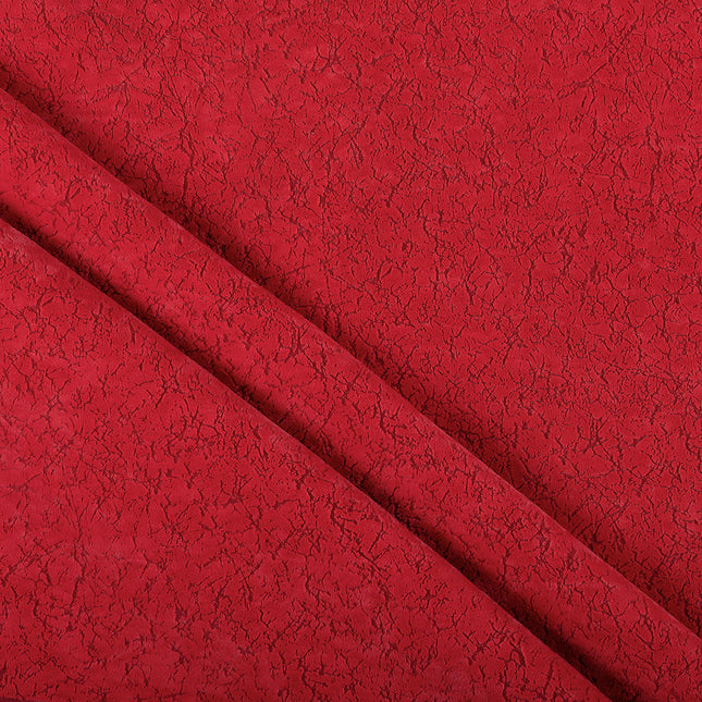Cherry Red Colour Textured Velvet Flock Easy Clean Sofa and Chair Fabric