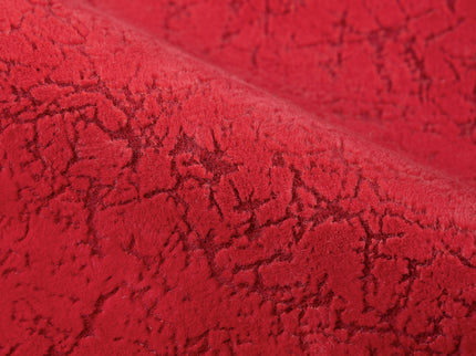 Cherry Red Colour Textured Velvet Flock Easy Clean Sofa and Chair Fabric