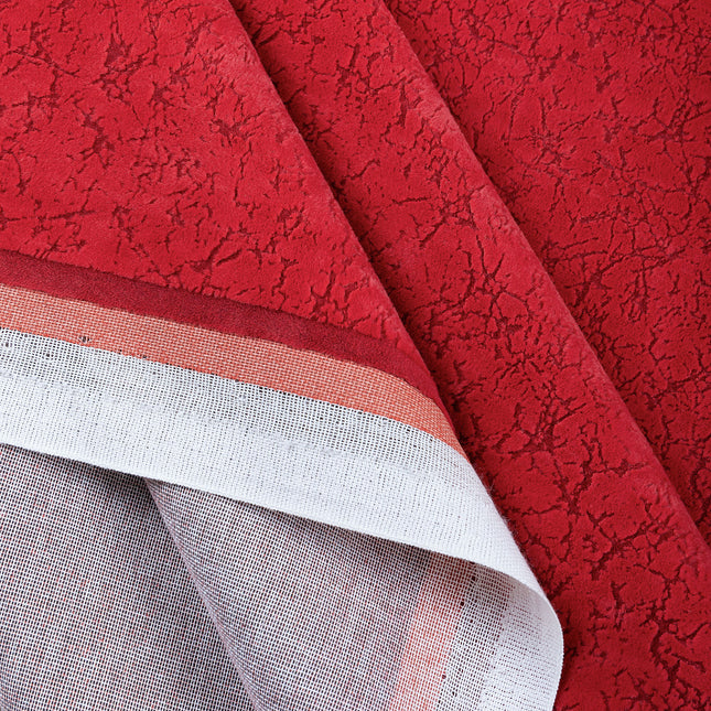 Cherry Red Colour Textured Velvet Flock Easy Clean Sofa and Chair Fabric