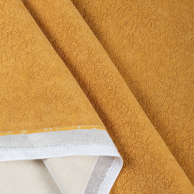 Ochre Yellow Colour Textured Velvet Flock Easy Clean Sofa and Chair Fabric
