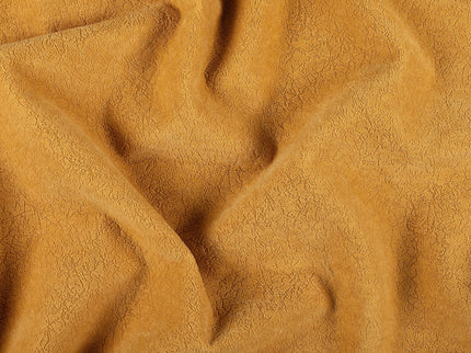 Ochre Yellow Colour Textured Velvet Flock Easy Clean Sofa and Chair Fabric