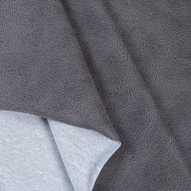 Medium Charcoal Grey Colour Leather Texture Suede Sofa and Chair Fabric