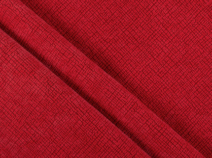 Cherry Red Geometric Pattern Velvet Flock Easy Clean Sofa & Chair Fabric